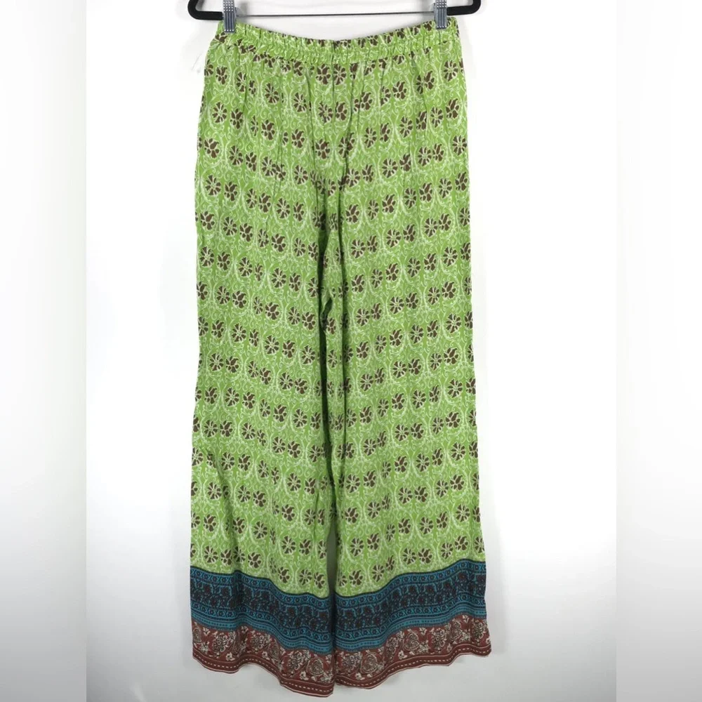 NWOT ZARA Full-Length Printed Trousers‎ Flowy Wide Leg Viscose LARGE 7484/159